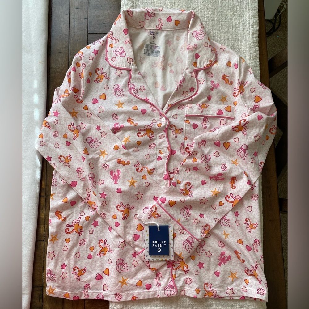 Roller Rabbit Pink Heart & Sea Creature Pajama Top